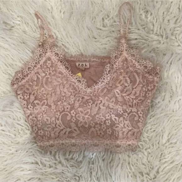 POL Thermal and Crochet Lace Mix Shirt with Floral Pattern